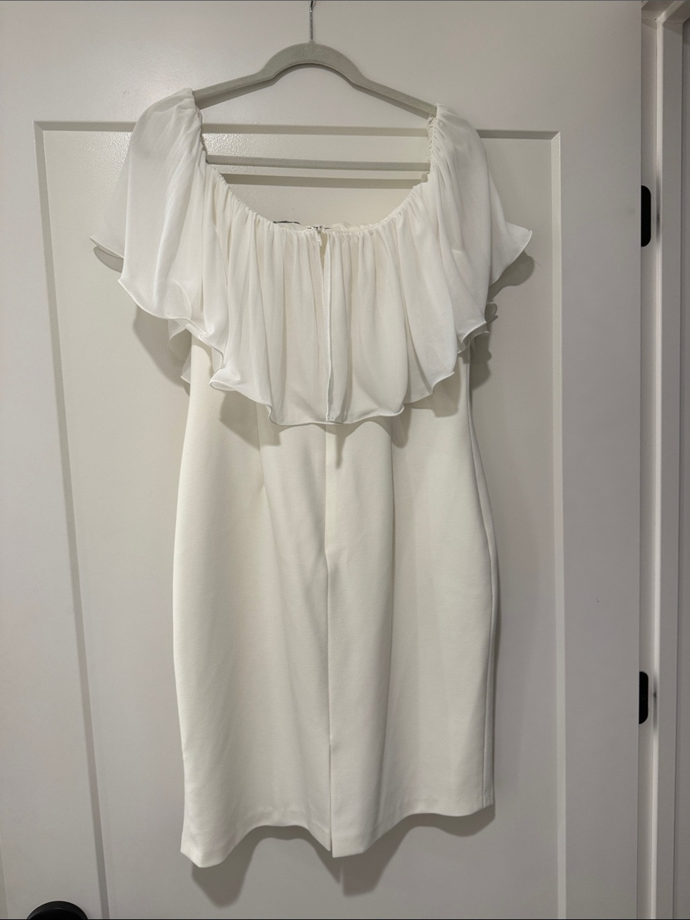 White Off-Shoulder Ruffle Dress - Picture 5 of 5